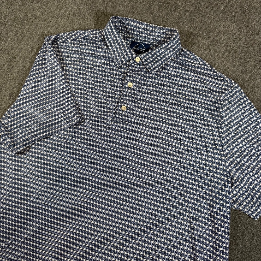 Jack Golf Polo Shirt Mens 3XL Blue White Golf Performance‎ Geometric Stretch